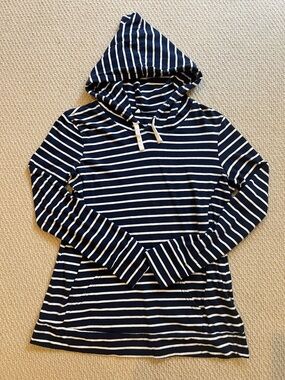 Nursing Hoodie Size S Navy White Striped Pullover Lightweight Breastfeeding Top